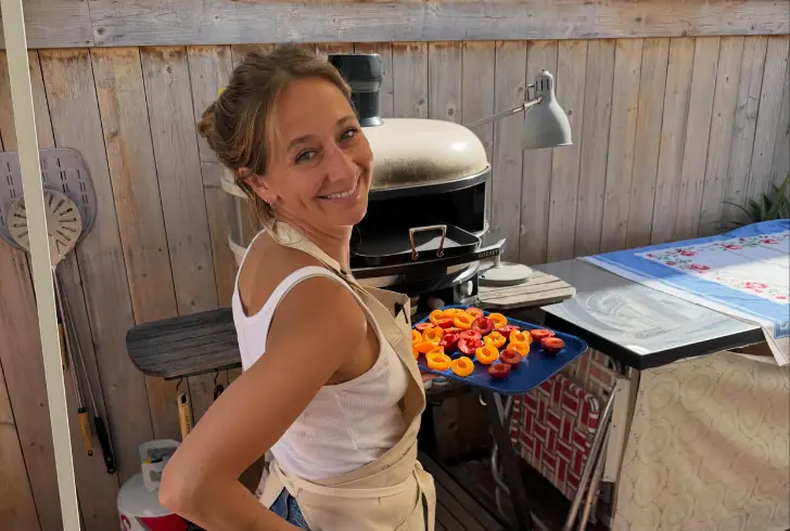 Courtney Storer prepares food